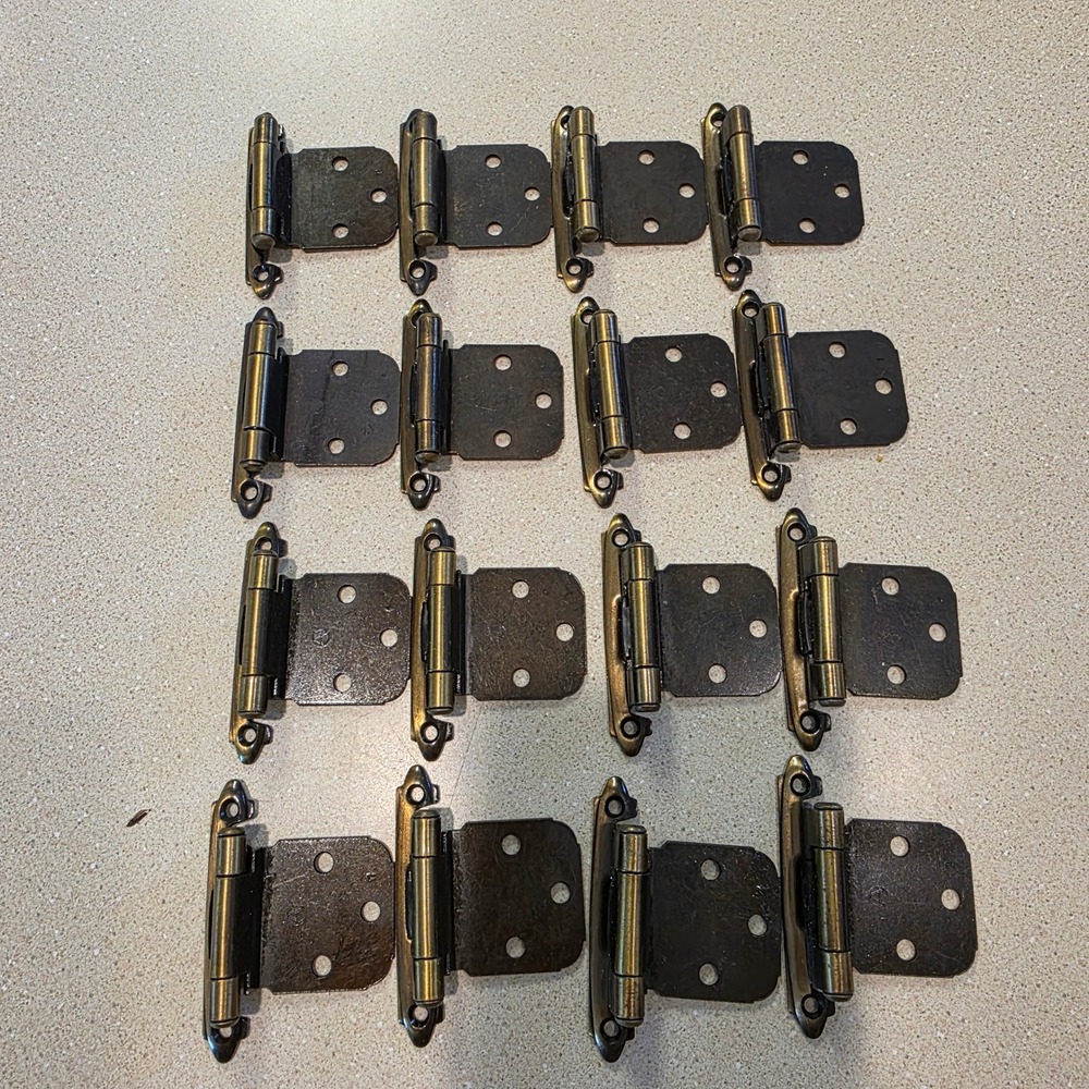 Amerock 2.75in Antique Brass Semi-Concealed Self-Closing Cabinet Hinges Lot